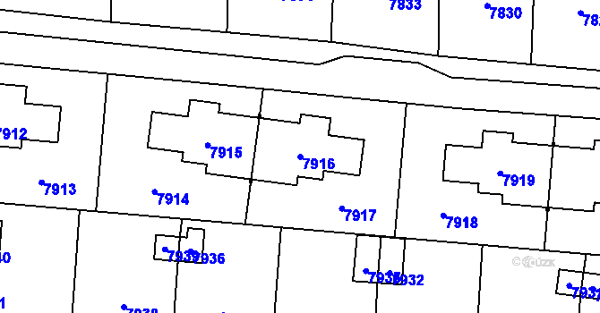 Parcela st. 7916 v KÚ Most II, Katastrální mapa