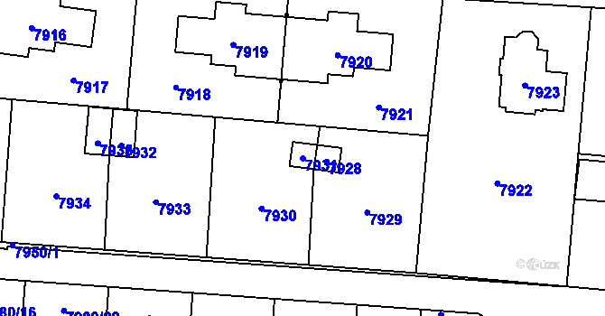Parcela st. 7931 v KÚ Most II, Katastrální mapa