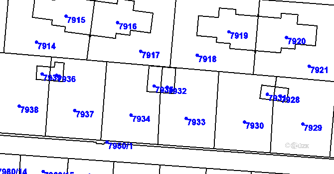 Parcela st. 7932 v KÚ Most II, Katastrální mapa