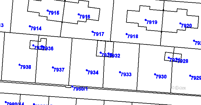 Parcela st. 7935 v KÚ Most II, Katastrální mapa