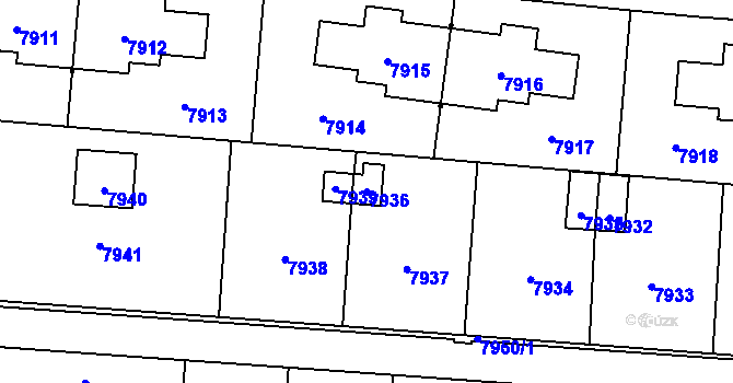 Parcela st. 7936 v KÚ Most II, Katastrální mapa