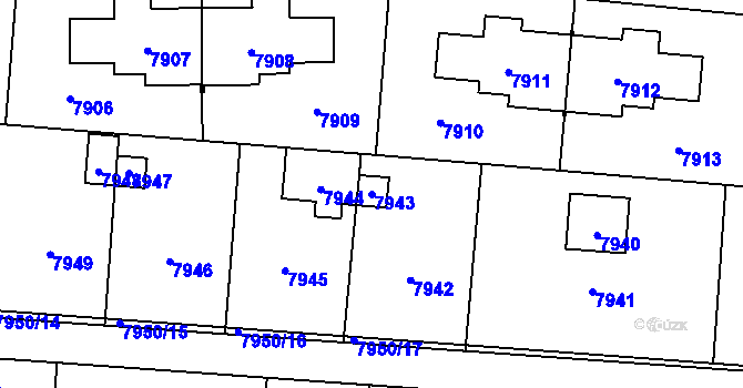 Parcela st. 7943 v KÚ Most II, Katastrální mapa