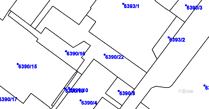 Parcela st. 6390/22 v KÚ Most II, Katastrální mapa