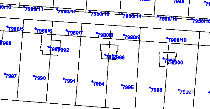 Parcela st. 7993 v KÚ Most II, Katastrální mapa
