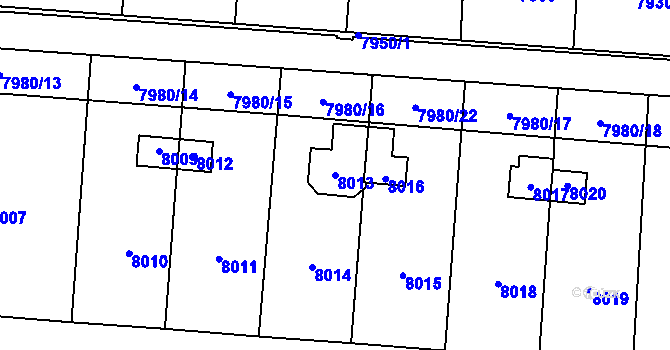 Parcela st. 8013 v KÚ Most II, Katastrální mapa