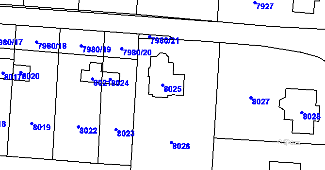 Parcela st. 8025 v KÚ Most II, Katastrální mapa