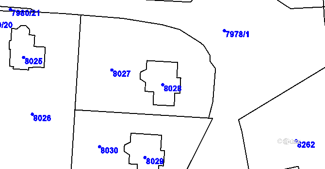 Parcela st. 8028 v KÚ Most II, Katastrální mapa