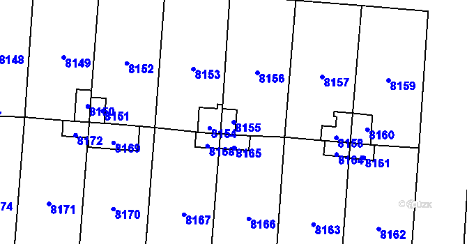 Parcela st. 8155 v KÚ Most II, Katastrální mapa
