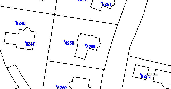 Parcela st. 8259 v KÚ Most II, Katastrální mapa