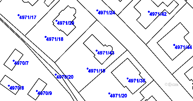 Parcela st. 4971/43 v KÚ Most II, Katastrální mapa