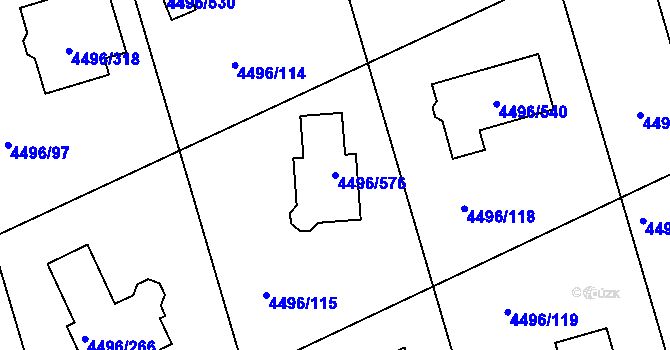 Parcela st. 4496/576 v KÚ Most II, Katastrální mapa