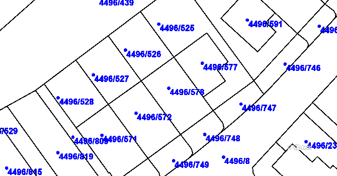 Parcela st. 4496/578 v KÚ Most II, Katastrální mapa