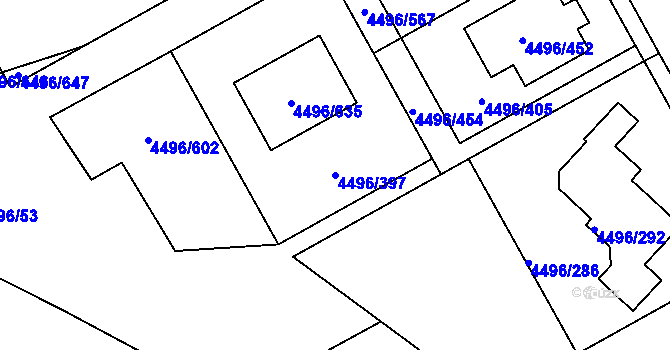 Parcela st. 4496/397 v KÚ Most II, Katastrální mapa