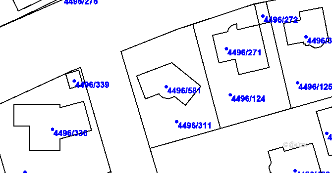 Parcela st. 4496/581 v KÚ Most II, Katastrální mapa