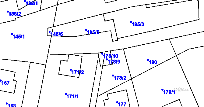 Parcela st. 178/10 v KÚ Most II, Katastrální mapa