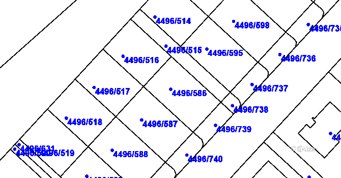 Parcela st. 4496/586 v KÚ Most II, Katastrální mapa