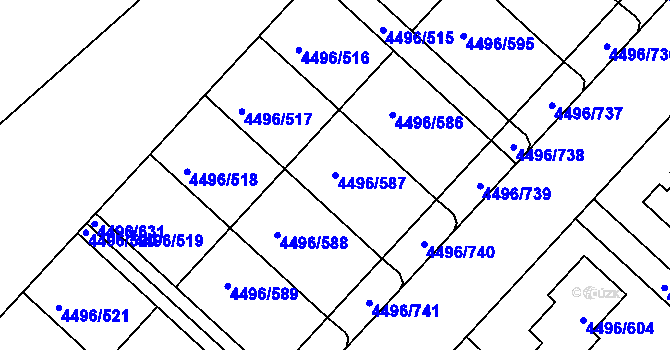 Parcela st. 4496/587 v KÚ Most II, Katastrální mapa