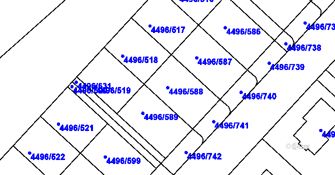 Parcela st. 4496/588 v KÚ Most II, Katastrální mapa