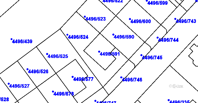 Parcela st. 4496/591 v KÚ Most II, Katastrální mapa