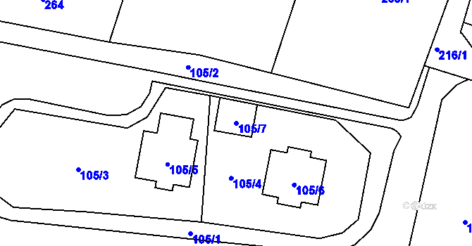 Parcela st. 105/7 v KÚ Most II, Katastrální mapa