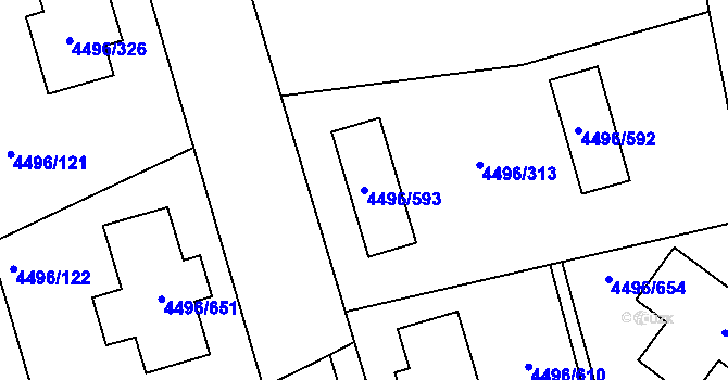 Parcela st. 4496/593 v KÚ Most II, Katastrální mapa