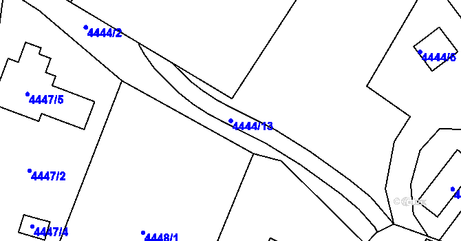 Parcela st. 4444/13 v KÚ Most II, Katastrální mapa