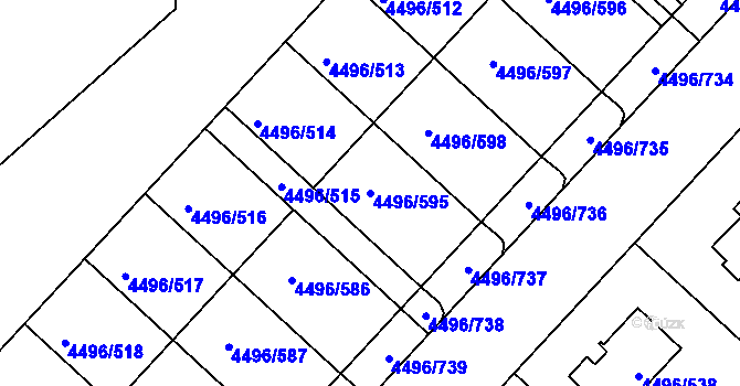 Parcela st. 4496/595 v KÚ Most II, Katastrální mapa