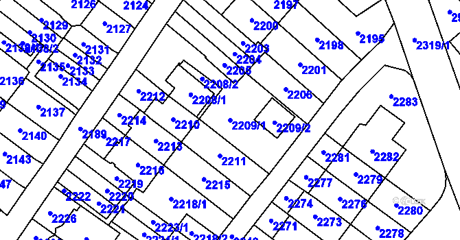 Parcela st. 2209/1 v KÚ Most II, Katastrální mapa