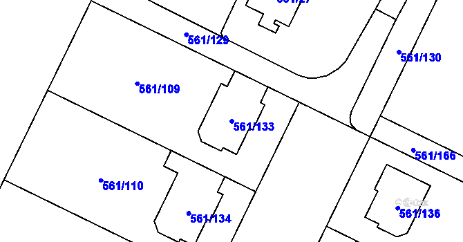 Parcela st. 561/133 v KÚ Most II, Katastrální mapa