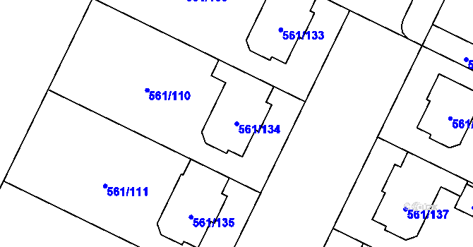 Parcela st. 561/134 v KÚ Most II, Katastrální mapa