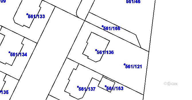 Parcela st. 561/136 v KÚ Most II, Katastrální mapa