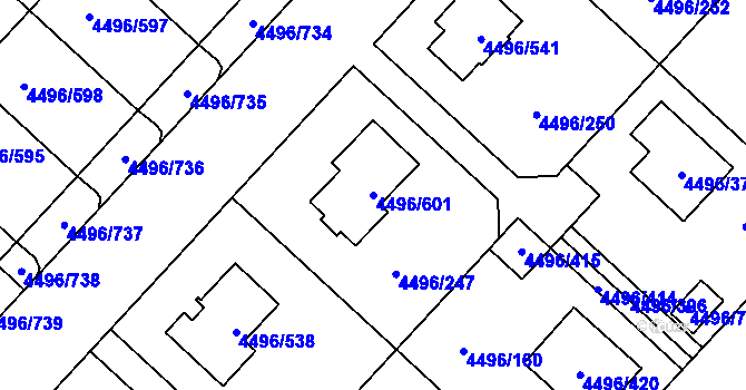Parcela st. 4496/601 v KÚ Most II, Katastrální mapa