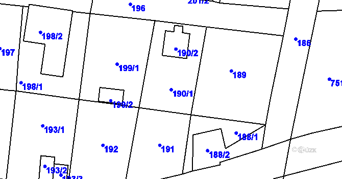 Parcela st. 190/1 v KÚ Most II, Katastrální mapa