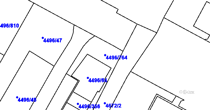 Parcela st. 4496/764 v KÚ Most II, Katastrální mapa