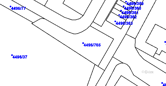 Parcela st. 4496/765 v KÚ Most II, Katastrální mapa