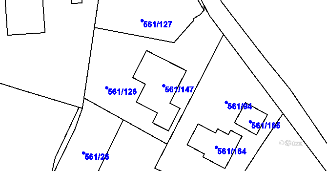 Parcela st. 561/147 v KÚ Most II, Katastrální mapa