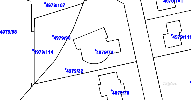 Parcela st. 4979/74 v KÚ Most II, Katastrální mapa