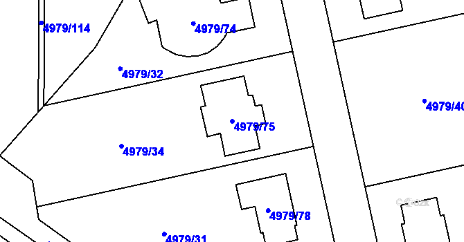 Parcela st. 4979/75 v KÚ Most II, Katastrální mapa