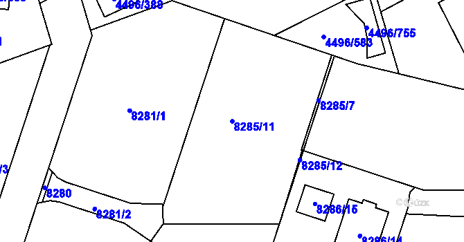 Parcela st. 8285/11 v KÚ Most II, Katastrální mapa