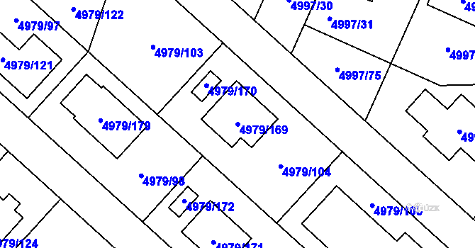 Parcela st. 4979/169 v KÚ Most II, Katastrální mapa
