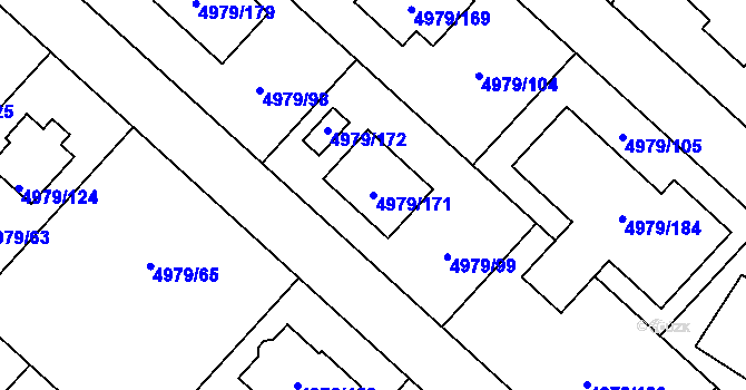 Parcela st. 4979/171 v KÚ Most II, Katastrální mapa