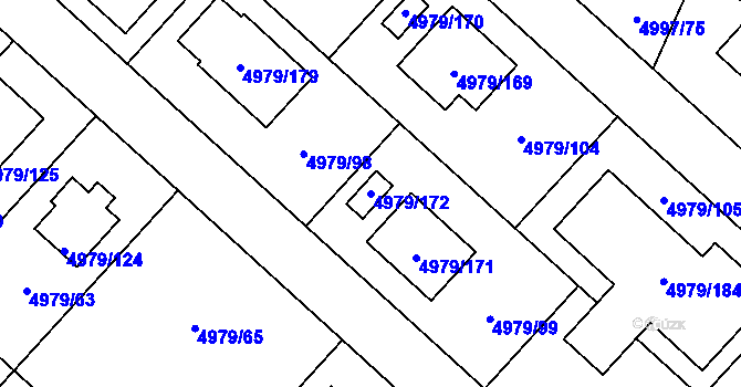 Parcela st. 4979/172 v KÚ Most II, Katastrální mapa