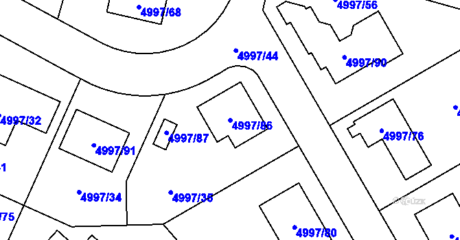 Parcela st. 4997/86 v KÚ Most II, Katastrální mapa