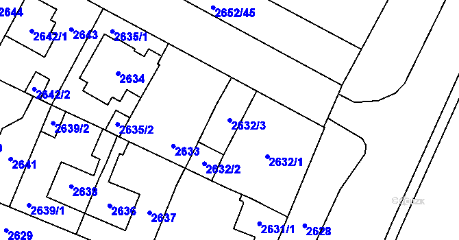 Parcela st. 2632/3 v KÚ Most II, Katastrální mapa