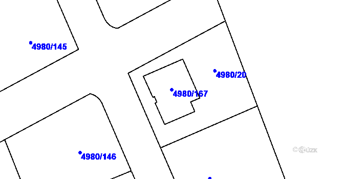 Parcela st. 4980/167 v KÚ Most II, Katastrální mapa