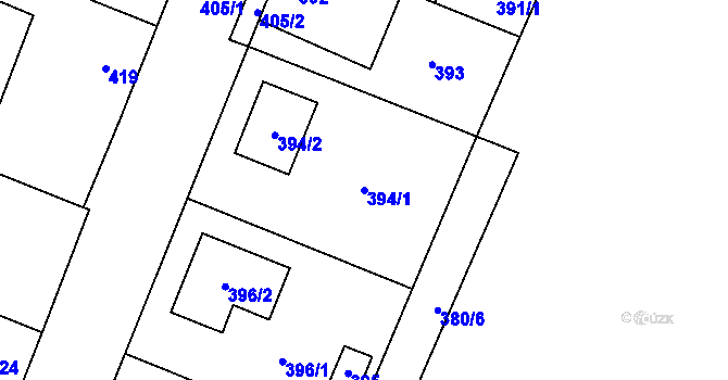 Parcela st. 394/1 v KÚ Most II, Katastrální mapa