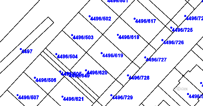 Parcela st. 4496/619 v KÚ Most II, Katastrální mapa