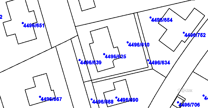 Parcela st. 4496/625 v KÚ Most II, Katastrální mapa
