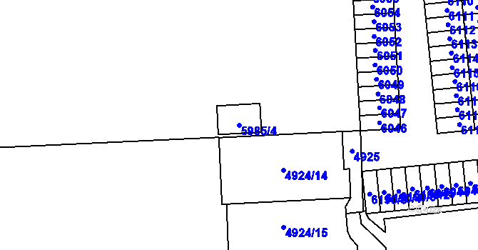 Parcela st. 5985/4 v KÚ Most II, Katastrální mapa