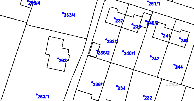 Parcela st. 238/2 v KÚ Most II, Katastrální mapa
